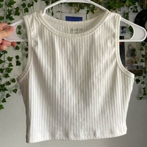 White Ribbed SHEIN Crop Top